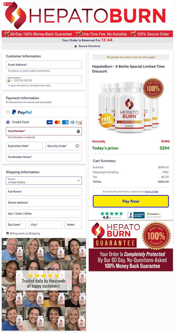 HepatoBurn – Safe and Secure Order Checkout HepatoBurn secure checkout page